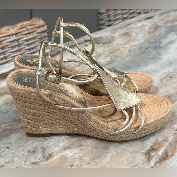 Women’s TORY BURCH diamond patch espadrille wedge sandals- Size 6.5 - Picture 2 of 10